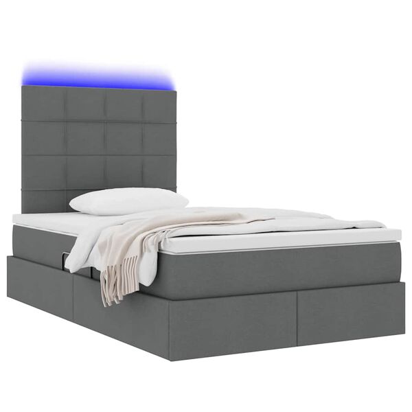 vidaXL Bett mit Stauraum und LED Dunkelgrau 120 x 200 cm Polyester