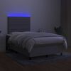 vidaXL Boxspringbett mit Matratze & LED Hellgrau 120x200 cm Stoff