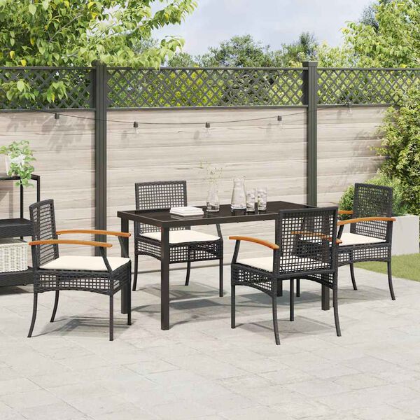 vidaXL Garten Essgruppe 5 pcs Schwarz Poly-Rattan