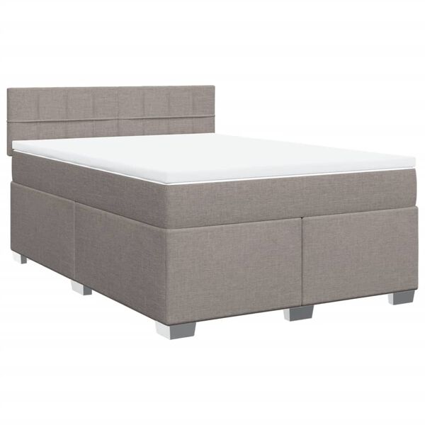 vidaXL Boxspringbett mit Matratze Taupe 140x190 cm Stoff