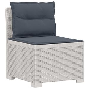 vidaXL 1-Sitzer Garten-Sofa mit Kissen Rattan-Look PP Wei&szlig;