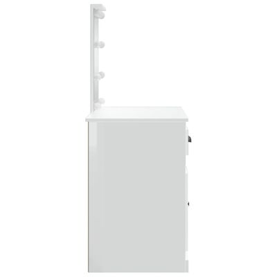 vidaXL Schminktisch mit LED-Leuchten Hochglanz-Weiß 90x42x132,5 cm