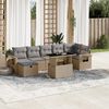 vidaXL 8-tlg. Garten-Sofagarnitur mit Kissen Beige Poly Rattan
