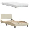 vidaXL Bett mit Matratze "Hanko" Creme 100x200 cm Stoff