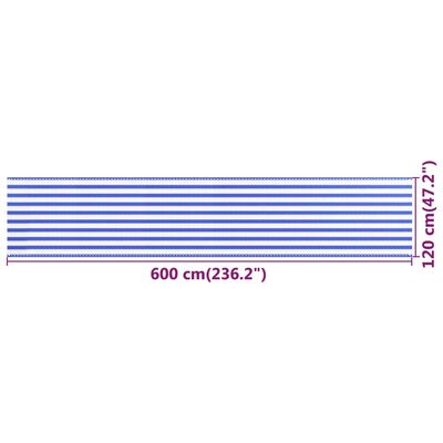 vidaXL Balkon-Sichtschutz Blau und Weiß 120x600 cm HDPE