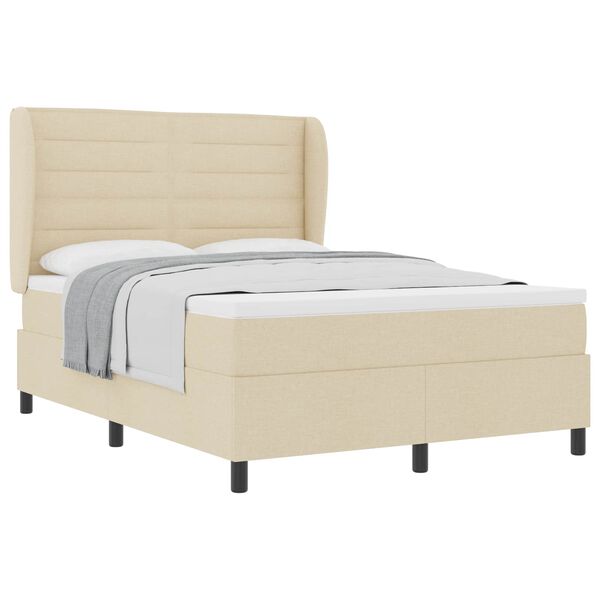 vidaXL Boxspringbett mit Matratze Creme 140 x 200 cm Stoff