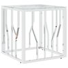 vidaXL Couchtisch Silbern 50x50x50 cm Edelstahl und Glas