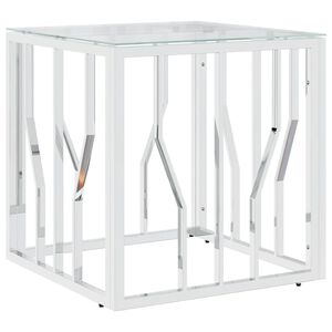 vidaXL Couchtisch Silbern 50x50x50 cm Edelstahl und Glas