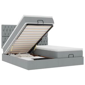vidaXL Ottoman-Bett mit Matratzen & LEDs Hellgrau 160x200 cm Stoff