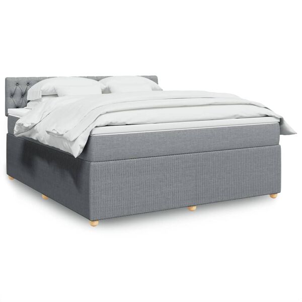 vidaXL Boxspringbett mit Matratze Hellgrau 180x200 cm Stoff