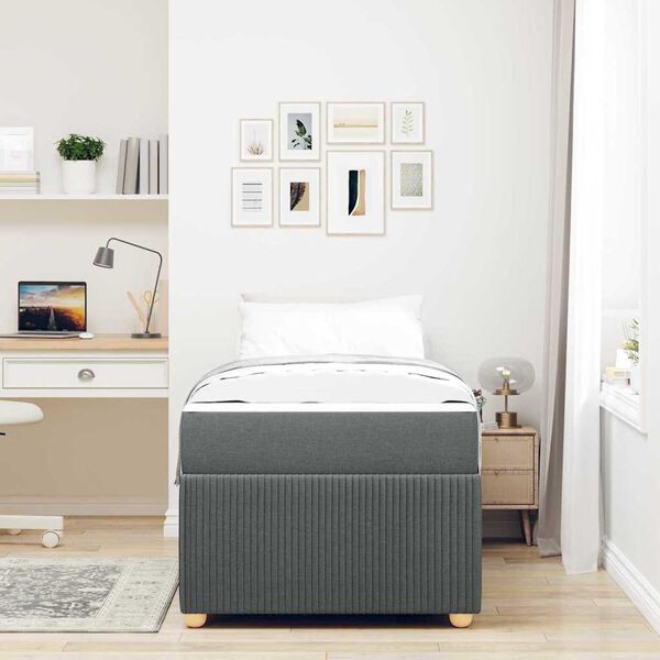 vidaXL Bettrahmen mit Matratze Dunkelgrau 100 x 200 cm Stoff