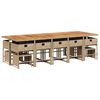 vidaXL 15-tlg. Garten-Essgruppe mit Kissen Beige Poly Rattan