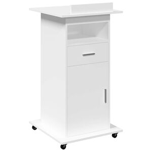 vidaXL Rednerpult mit Rollen & Schublade Wei&szlig; 55x55x107 cm