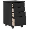 vidaXL Rollschrank Mit Rad Schwarz 34 x 39 x 56 cm Massivholz Kiefer