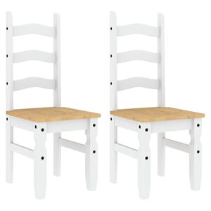 vidaXL Essst&uuml;hle 2 Stk. Corona Wei&szlig; 42x47x107 cm Massivholz Kiefer