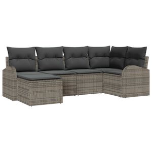 vidaXL Sofa Set mit Kissen mit Speicher 6 pcs Grau Poly-Rattan