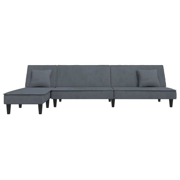 vidaXL Schlafsofa in L-Form Dunkelgrau 255x140x70 cm Samt