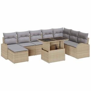 vidaXL Garten-Sofa-Set mit Kissen 9 pcs Beige und Hellgrau
