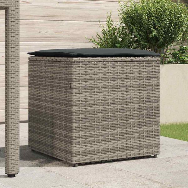 vidaXL Kissenbox mit Speicher Grau 50 x 50 x 50 cm Poly-Rattan
