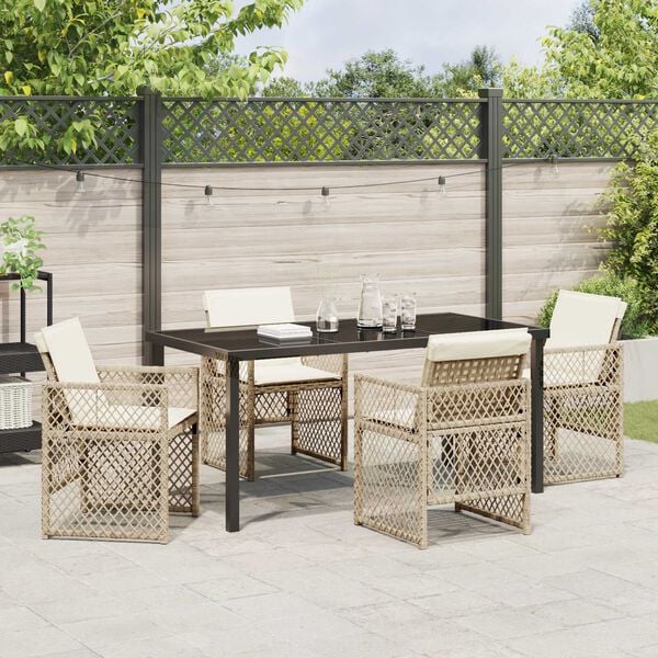 vidaXL Garten Essgruppe 5 pcs Beige Poly-Rattan