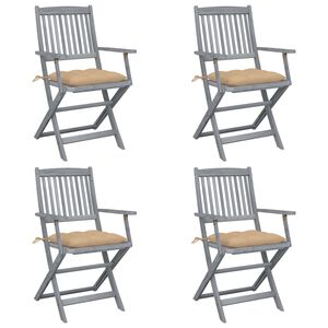 vidaXL Klappbare Gartenst&uuml;hle 4 Stk. mit Kissen Massivholz Akazie