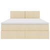 vidaXL Bett mit Stauraum und LED mit Matratze Creme 140 x 200 cm Stoff