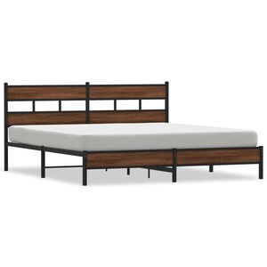 vidaXL Metallbett ohne Matratze Braun Eichen-Optik 180x200 cm