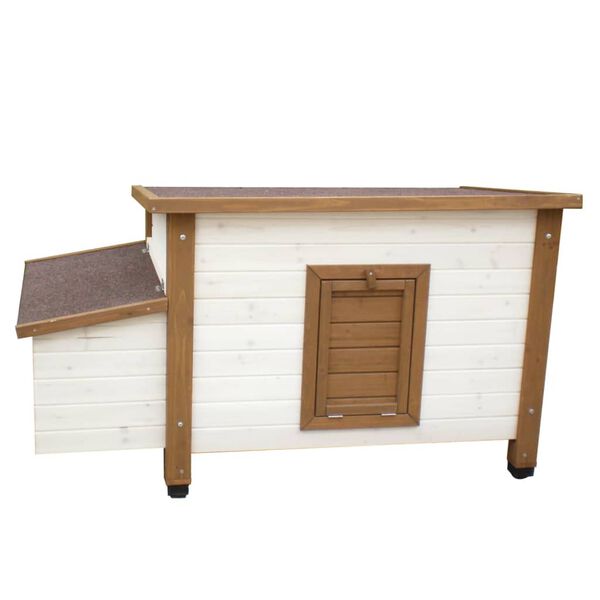 @Pet H&uuml;hnerstall Outdoor 136x74,5x75 cm Holz Wei&szlig; und Braun
