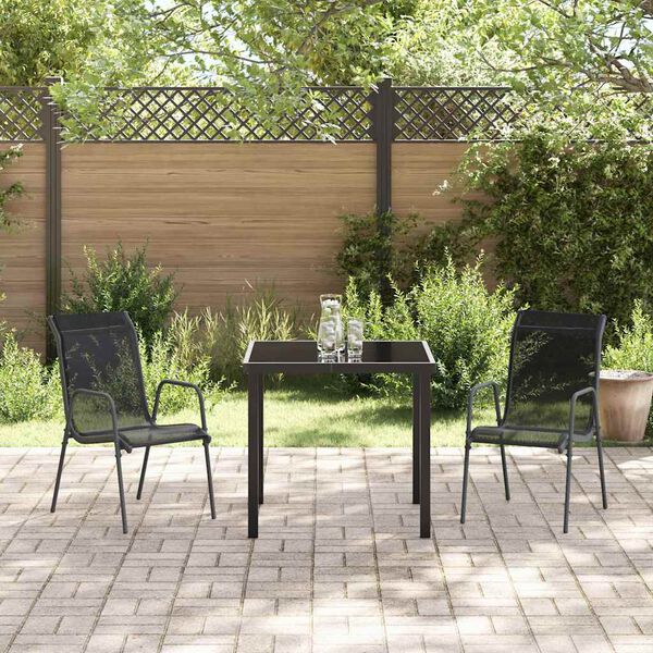vidaXL Garten Essgruppe 3 pcs Schwarz Textilene und Stahl