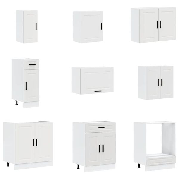 vidaXL 14-tlg. Küchenschrank-Set Porto Weiß Holzwerkstoff
