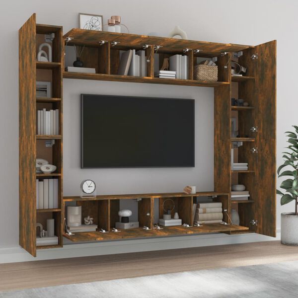 vidaXL 8-tlg. TV-Schrank-Set R&auml;uchereiche Holzwerkstoff