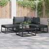 vidaXL Garten-Sofa-Set mit Kissen 4 pcs Schwarz Aluminium