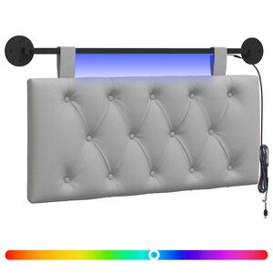 vidaXL H&auml;ngendes Kopfteil Mit LED Licht Wolkengrau Stoff