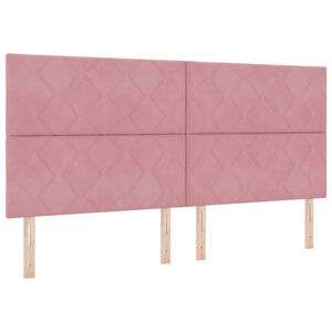 vidaXL LED Boxspringbett mit Matratze Rosa 200 x 200 cm Stoff