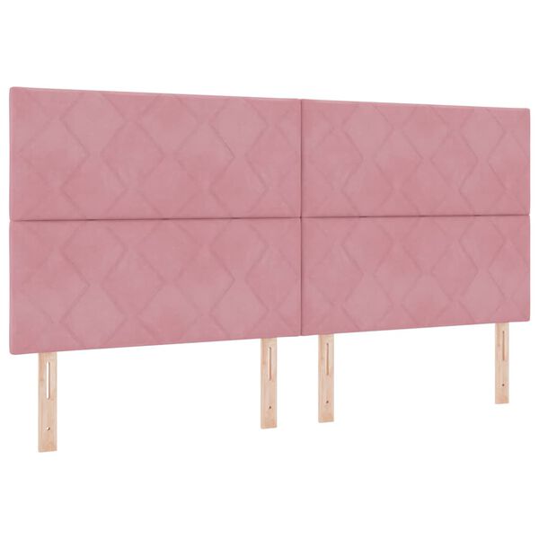 vidaXL LED Boxspringbett mit Matratze Rosa 200 x 200 cm Stoff