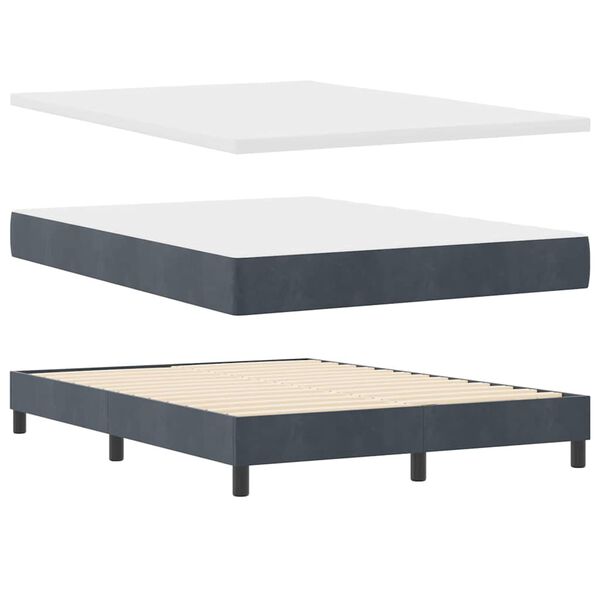 vidaXL Boxspringbett mit Matratze Dunkelgrau 200 x 140 cm Samt