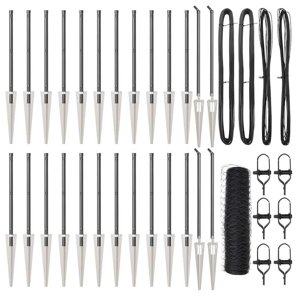 vidaXL Zaunpfosten Grau 50 x 0,8 m (50 mm Maschen) Stahl und PVC