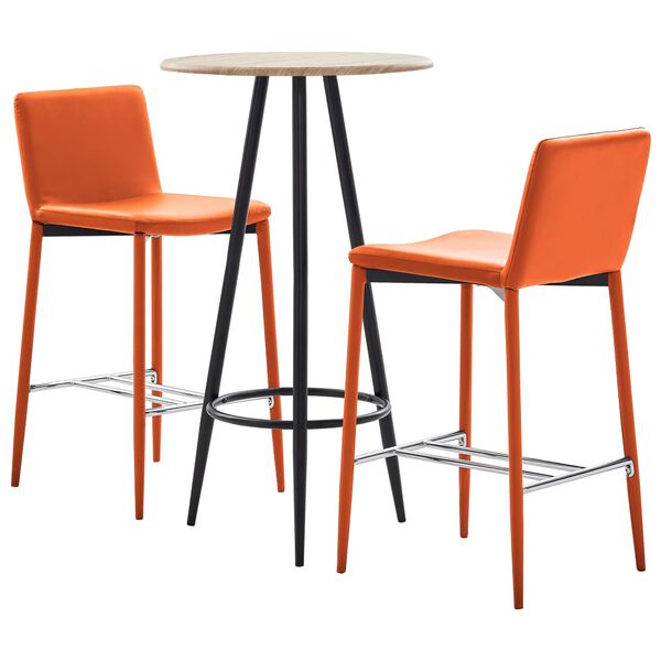 vidaXL 3-tlg. Bar-Set Kunstleder Orange