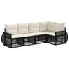 vidaXL Gartensofa-set 5 Stk. Schwarz und Cremewei&szlig; Poly-Rattan