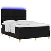 vidaXL LED Boxspringbett mit Matratze Schwarz 140 x 190 cm Stoff