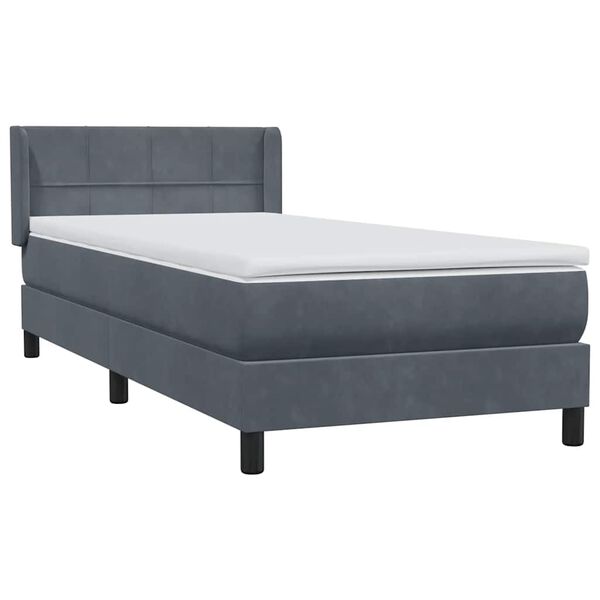 vidaXL Boxspringbett mit Matratze Dunkelgrau 80x210 cm Samt