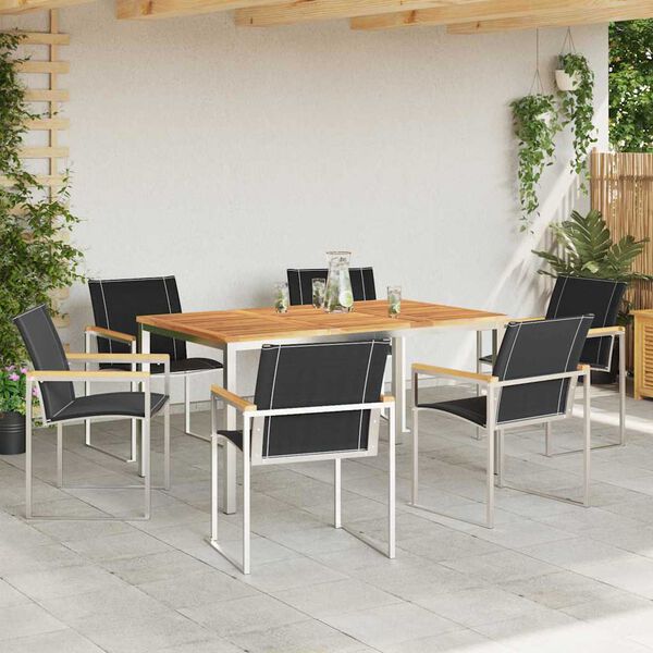 vidaXL Garten-Ess-Set 7 pcs Massives Akazienholz