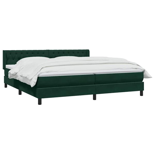 vidaXL Boxspringbett mit Matratze Dunkelgr&uuml;n 180x210 cm Samt