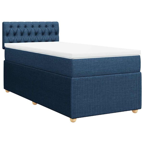 vidaXL Boxspringbett mit Matratze Blau 80x200 cm Stoff