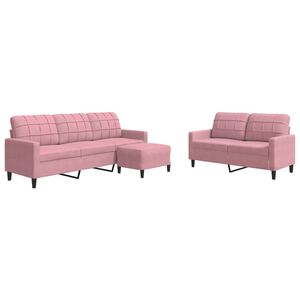 vidaXL 3-tlg. Sofagarnitur mit Kissen Rosa Samt