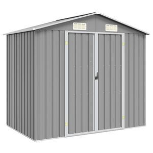 vidaXL Ger&auml;tehaus Grau 205x129x183 cm Verzinkter Stahl