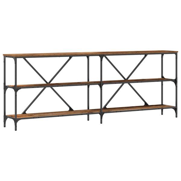 vidaXL Konsolentisch mit Regal Altholz 200 x 30 x 75 cm Holzwerkstoff