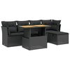 vidaXL 6-tlg. Garten-Sofagarnitur mit Kissen Schwarz Poly Rattan
