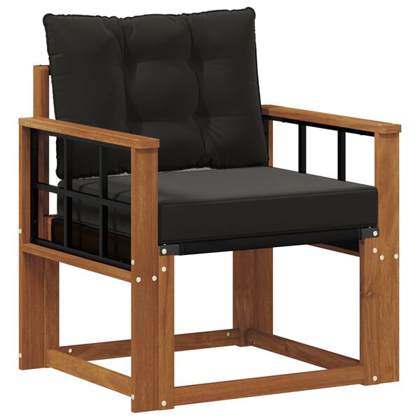 vidaXL 2 St&uuml;ck Outdoor-Sofagarnitur Massives Akazienholz und Textilene