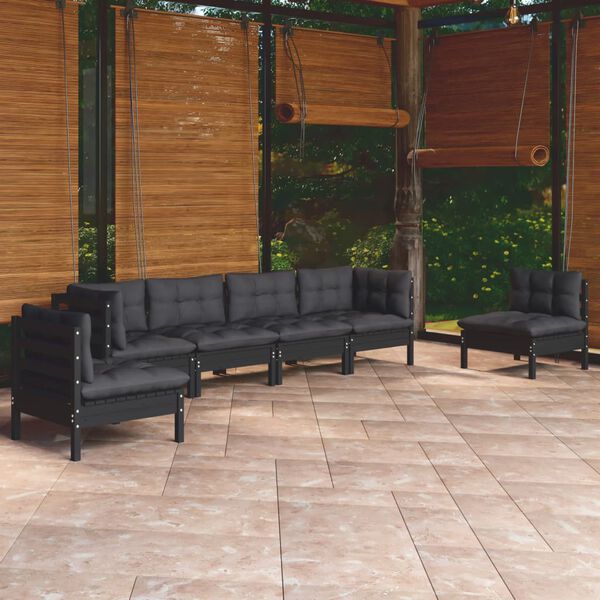 vidaXL 7-tlg. Garten-Lounge-Set mit Kissen Kiefer Massivholz
